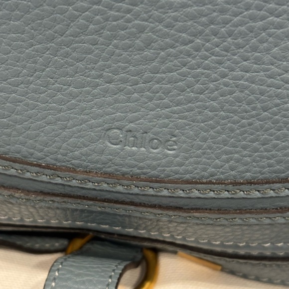 Chloe Marcie Leather Satchel Cloud Blue - Picture 8 of 13